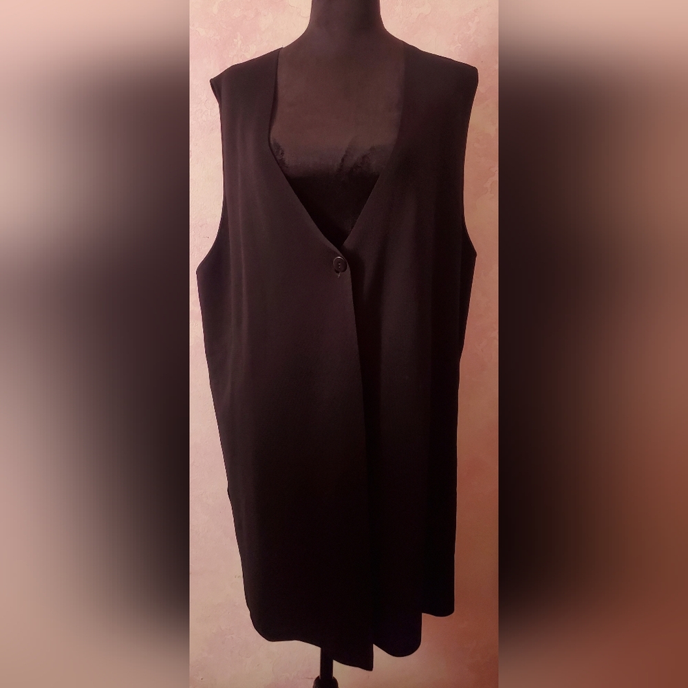 Marina Rinaldi Elegant Black Sleeveless Cardigan